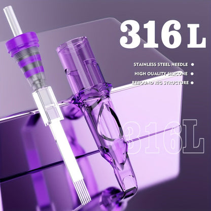 Mixed Tattoo Cartridge Needles 50pcs RL RS RM M1 Sterile Sealed EO Gas Sterilized Disposable Single Use Compatible with All Tattoo Machines for Artists & Beginners