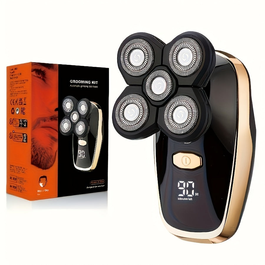 Palm-Size Multi-Rotary Electric Shaver with Display in 5D, 7D and Type A Checkout Styles Pictured