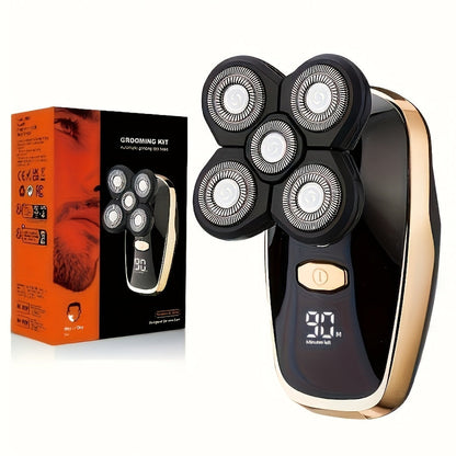 Palm-Size Multi-Rotary Electric Shaver with Display in 5D, 7D and Type A Checkout Styles Pictured