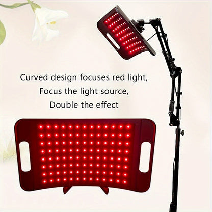 Curved Red and Near-Infrared LED Light Panel with 15 x 8.6-Inch Head, Adjustable Floor Stand and Articulating Arm