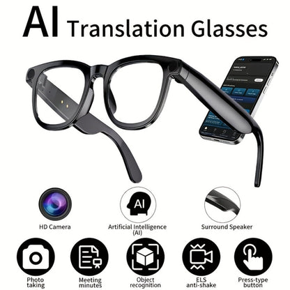 ChatGPT AI Smart Glasses with 8MP HD Camera – Real-Time Translation, Wireless Calling, Blue Light Protection, Dual Mic ENC, Touch Control, Photochromic & Camera-Free Variants for Men Women