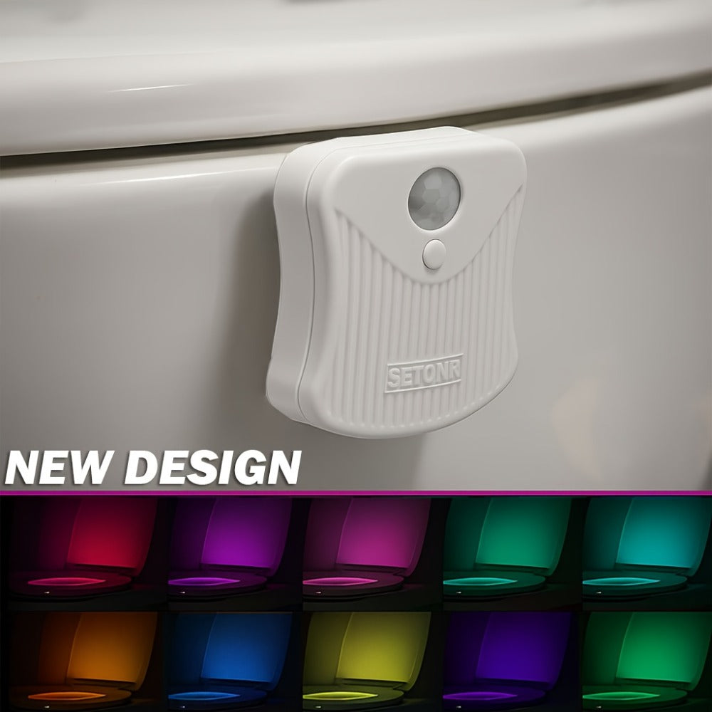 Two-Piece Clip-On Toilet Bowl LED Night Light Set with Motion Sensor and Three Brightness Levels