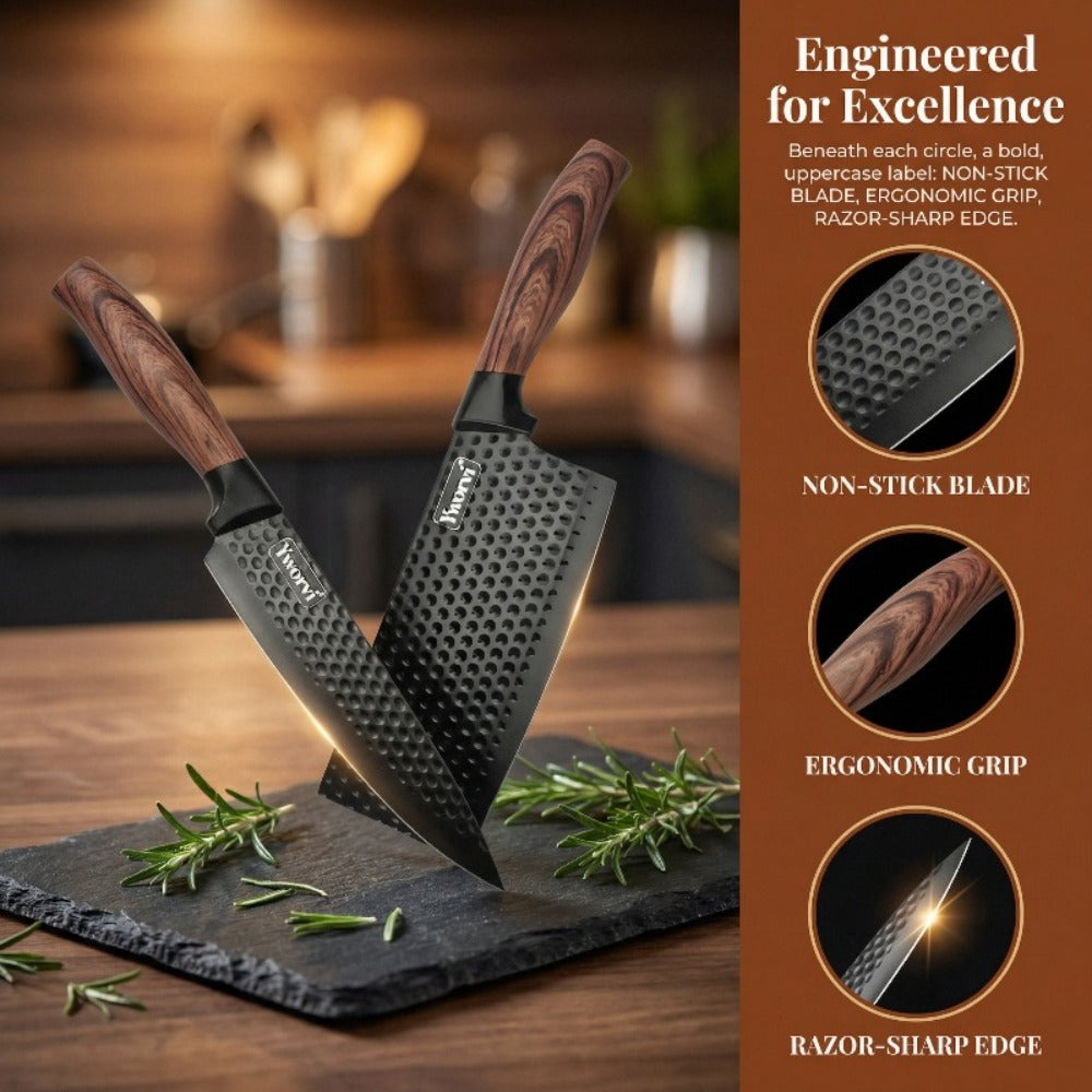 Seven-Piece Kitchen Knife Set with Four Blades, Scissors, Peeler and Sharpener, Offered in Two Styles