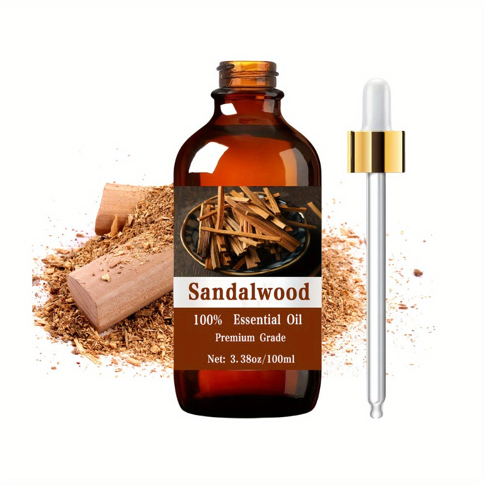 Aromatherapy Oil Sandalwood Warm Woody Aroma in 100ml Bottle for Hair, Skin, Massage, Diffuser and Bath