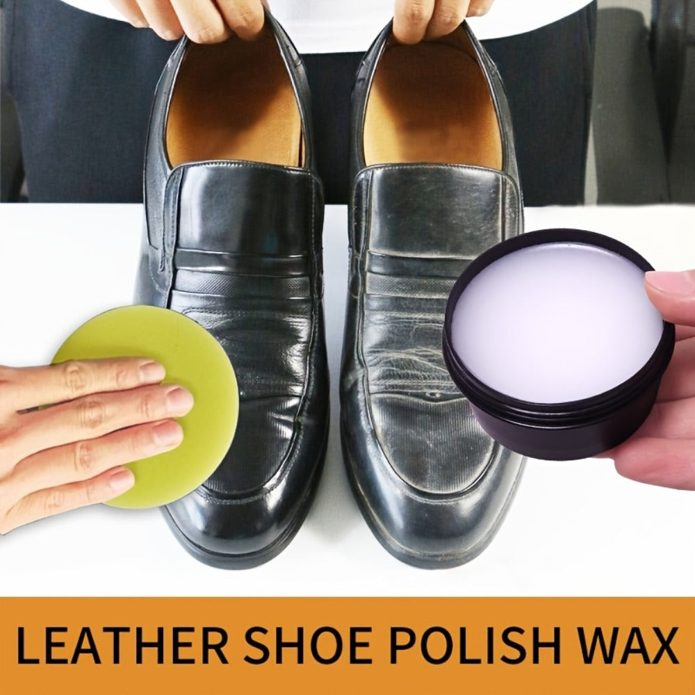 Colorless Leather Care Wax Kit with Applicator Sponge for Shoes, Bags, Jackets, Furniture and Faux Leather