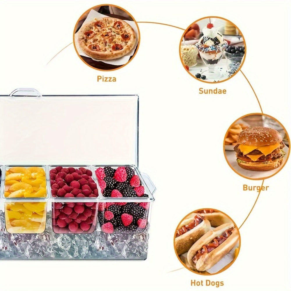 Five-Compartment Serving Bowl Set with Lid, Five Forks and Two Tongs for Party Table Display