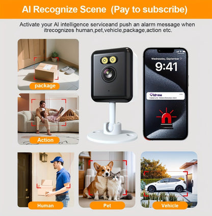 Indoor Security Camera 2-Pack with 3MP Video, Color Night Vision, Two-Way Audio and 2.4GHz WiFi