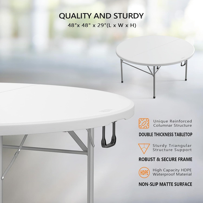 Round Bi-Fold Table in 4-Foot or 5-Foot Diameter with One-, Two- or Four-Table Pack Options
