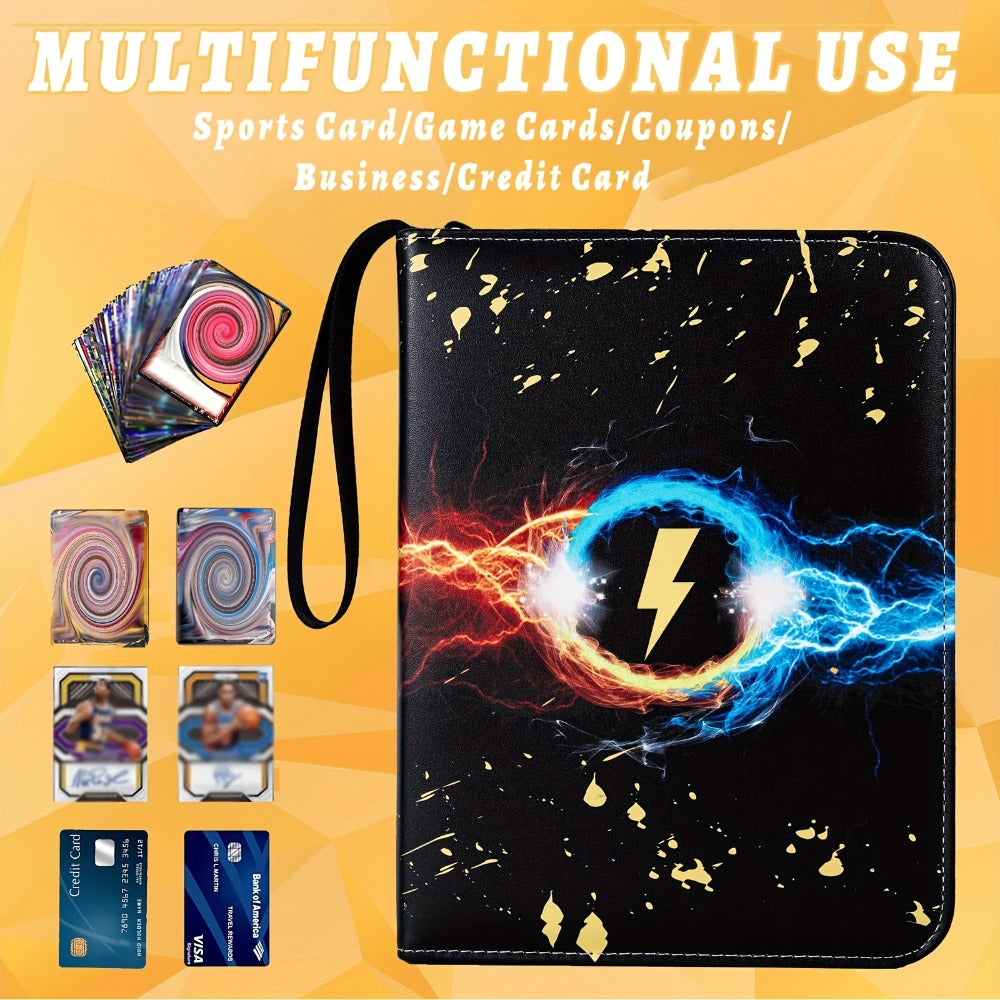 Nine-Pocket Trading Card Binder with 50 Removable Sleeves, Three-Ring Interior and Zippered Carry Case