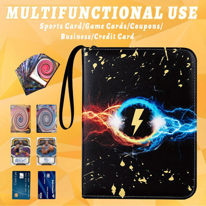 Nine-Pocket Trading Card Binder with 50 Removable Sleeves, Three-Ring Interior and Zippered Carry Case