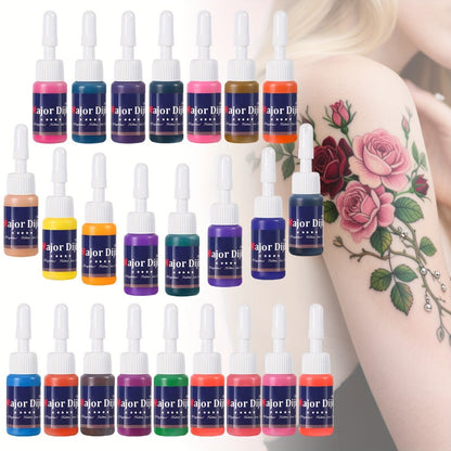 54 Color Tattoo Ink Set Professional - Complete Permanent Tattoo Ink Kit Full Spectrum Vibrant Pigments, Long-Lasting Fade-Resistant Formula, for Rotary Coil & Pen Tattoo Machine, Artists & Beginners