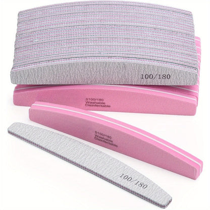 20- or 35-Piece Pink and Purple Nail File and Buffer Set with 100/180 Grit Double-Sided Boards