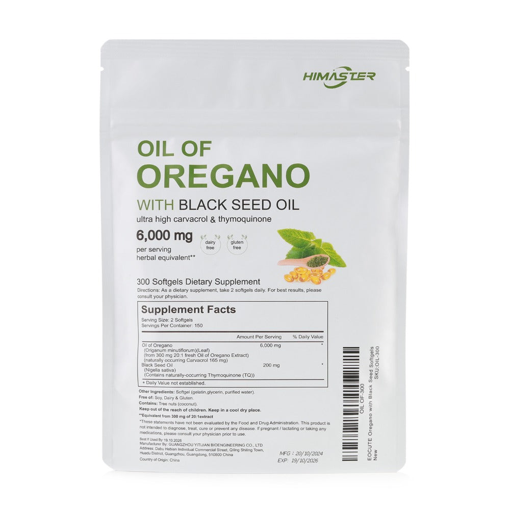 Oil of Oregano Softgels 300 Count 2-in-1 with Black Seed Oil, Ultra-High Carvacrol & Thymoquinone for Immune Support, Antioxidant Defence & Natural Antibiotic Alternative for Men & Women