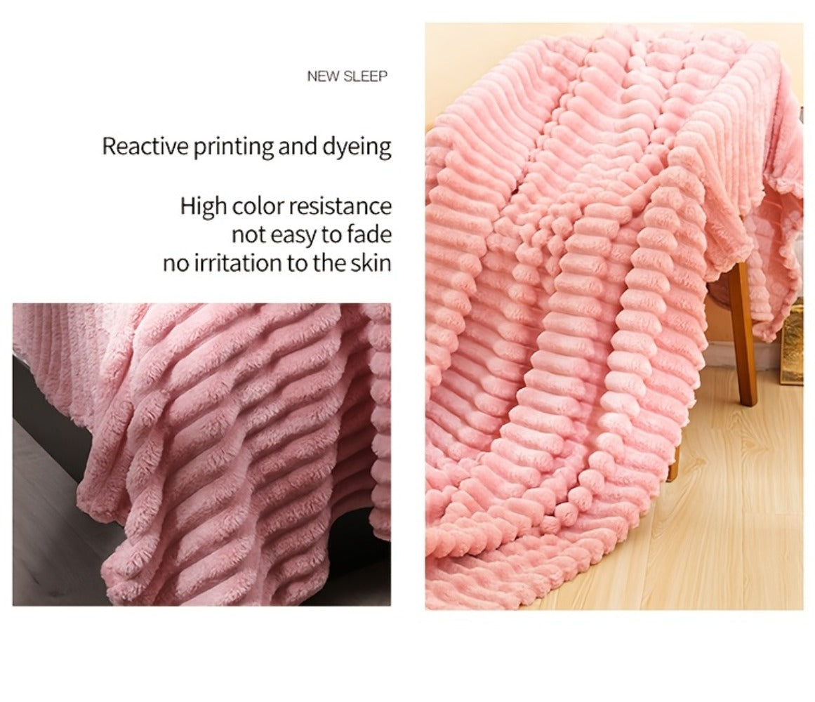 500gsm Heavy Plush Blanket – Ultra Thick Soft Warm Fluffy Blanket for Bed, Sofa & Travel, Baby to Double Size, 5 Colors