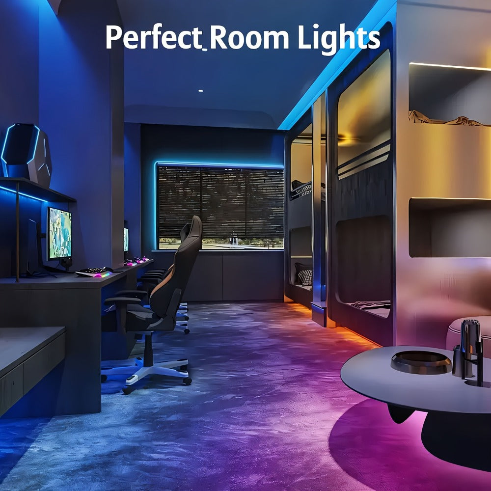 RGB LED Smart Light Strip 200FT Music Sync Color Changing – 44-Key Remote, Multi-Color Adjustable, Adhesive Install | Living Room, Bedroom, Gaming Room & Home Decoration