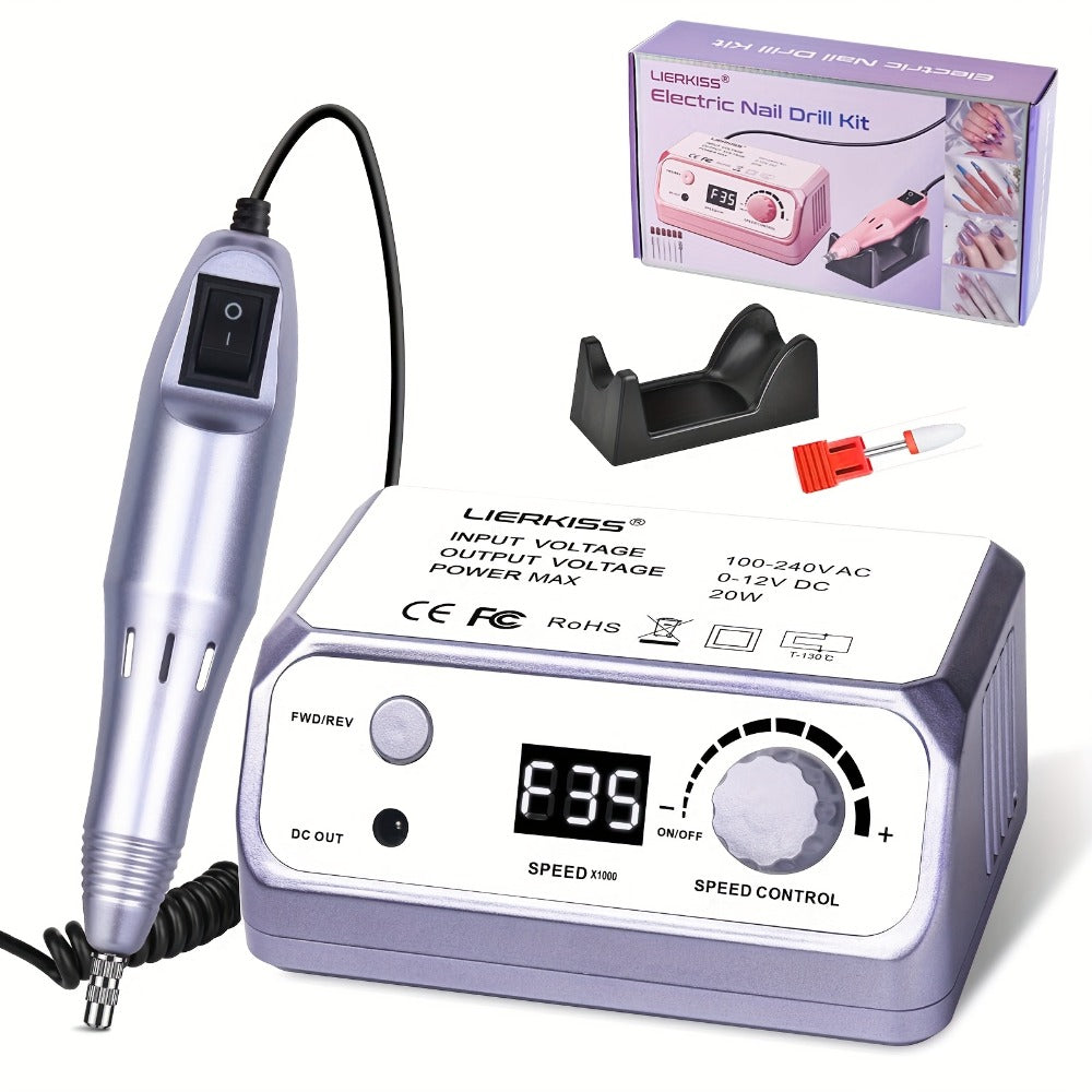 Nail Drill Kit 35000 RPM with 100 Sanding Bands Multiple Drill Bits Electric Nail File for Acrylic Gel Nails Manicure Pedicure Salon Home Use Purple Pink Black
