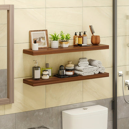 Floating Shelves Wall Mounted Set of 4 - 22 Inch Wall Shelves with Invisible Brackets for Bathroom Living Room Bedroom Kitchen Decor, Walnut Black White White Oak Light Brown