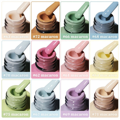 Gel Nail Polish Set with XEIJAYI Label, 12 Candy Macaroon Gel Colors in 0.51oz Square Bottles