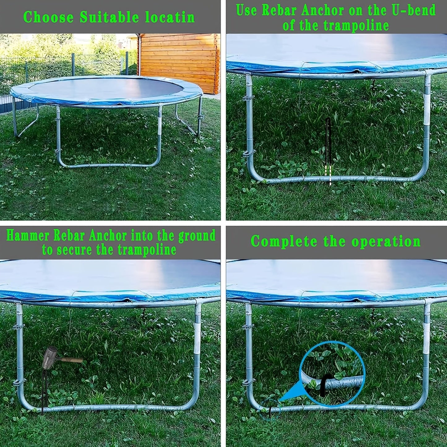 U-Shaped Trampoline Ground Anchor Stakes with 10-Inch Pictured Length and 12- or 24-Piece Checkout Options