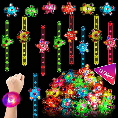 Party Favors LED Fidget-Spinner Wristbands in 12- or 30-Piece Packs for Glow-Themed Events