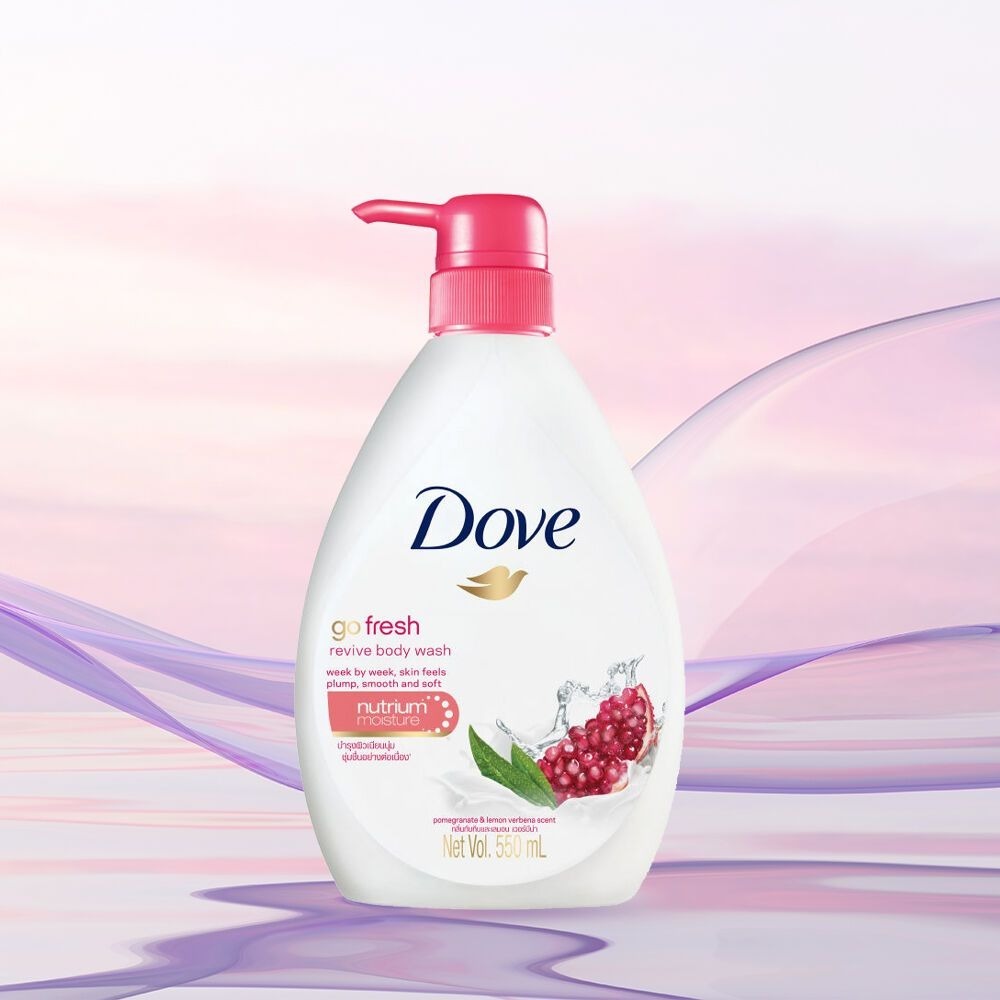 Two-Pack Dove Go Fresh Revive Body Wash with 550ml Pump Bottles and Matching Label Selection