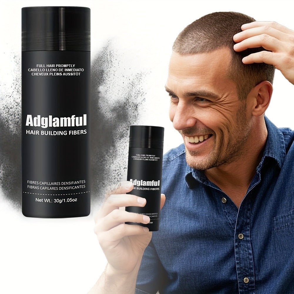 Large 30-Gram Hair Fiber Powder in Black or Dark Brown with Tall Shaker-Style Container Design