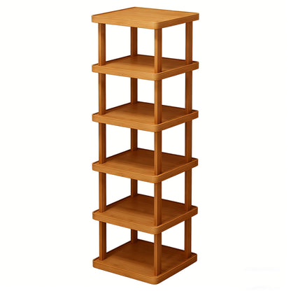Bamboo Shoe Rack Multi-Tier Freestanding Shoe Organizer Wood Grain Space Saving Shoe Shelf for Entryway, Living Room, Bedroom & Dormitory – 6 or 9 Tier