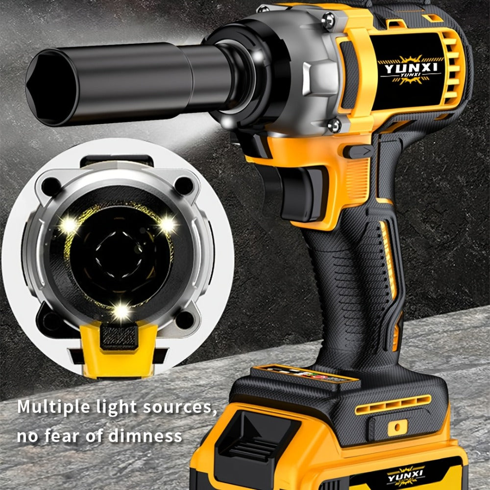 Power Tools YUNXI 21V Brushless Cordless Impact Wrench Kit with 4000mAh Battery and Configurable Accessories