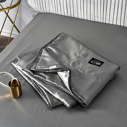 Satin-Look Summer Quilt in White, Silvery Grey, Pink or Lake Blue with Twin and Full Sizes