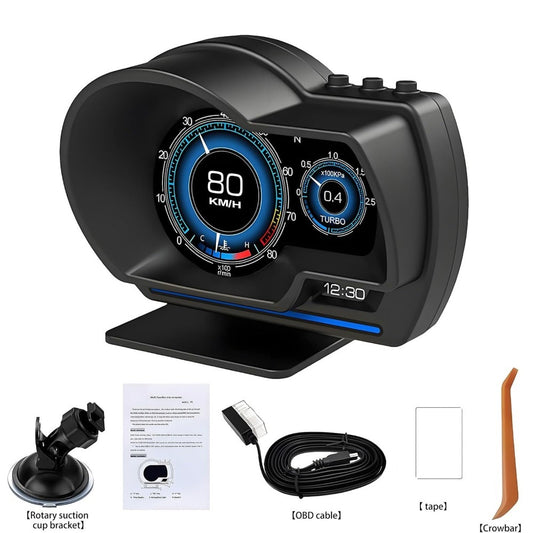 Car HUD Head-Up Display – OBD2 & GPS Dual System Digital Speedometer, Speed / Water Temp / Voltage / RPM Display, Universal Heads-Up Display for Most Vehicles