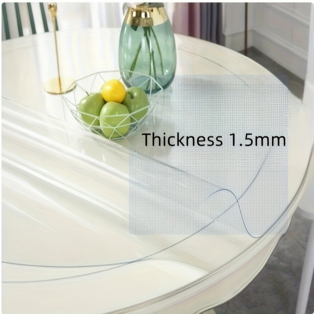 Clear Round PVC Table Cover Protector in 24- to 63-Inch Diameter Options with 1.5 mm Thickness