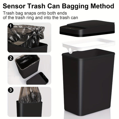 Two-Piece Motion Sensor Trash Can Set with 4.2 and 2.6-Gallon Narrow Bins in White or Black