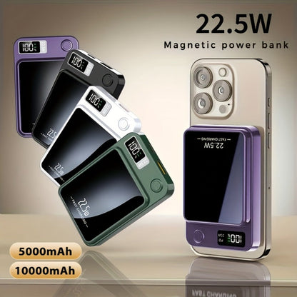 Magnetic Wireless Power Bank with 5000mAh and 10000mAh Labels, Flip Display and Four Color Options