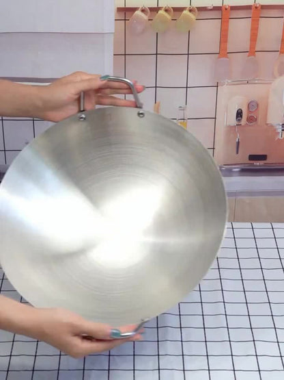 Stainless Steel Wok & Frying Pan – Non-Stick Cooking Surface, Ergonomic Handle, Compatible with Gas, Induction & Electric Stovetops, Extra Thick & Deep, Easy to Clean
