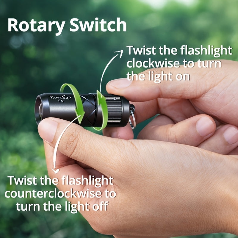 Flashlight Magnetic Mini EDC Torch with 130-Lumen Output, Type-C Charging and Rotary Switch