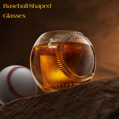 Baseball Bat Whiskey Decanter Set with 20.2 oz Bat-Shaped Bottle, Two 10.1 oz Baseball Glasses and Display Stand