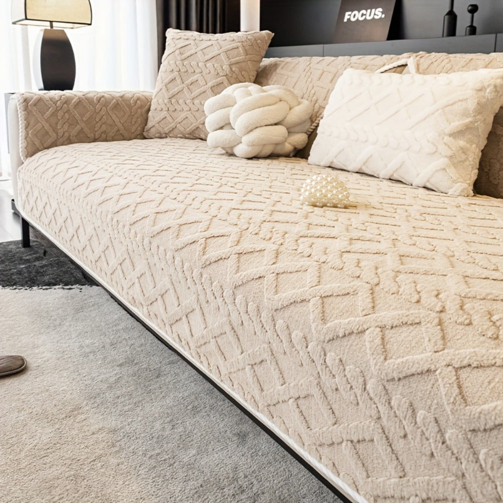 Sofa Cover Plush-Texture Modular Panels for Single to 4 Seats, Backrest, Armrest or Throw Pillow