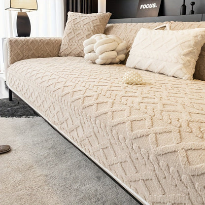 Sofa Cover Plush-Texture Modular Panels for Single to 4 Seats, Backrest, Armrest or Throw Pillow