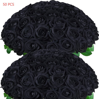 Artificial Flowers Long-Stem Velvet Rose Set in 50 or 100-Piece Variant Options across Five Colors