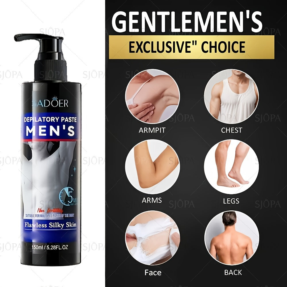 Hair Removal Cream ADOER 150ml Pump Bottle for Men’s External Chest Back Arm and Leg Grooming