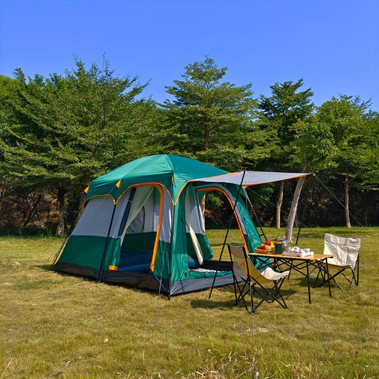 Camping Tent Two-Room Family Cabin with Shared Hall, Mosquito-Net Panels and Two Capacity Options