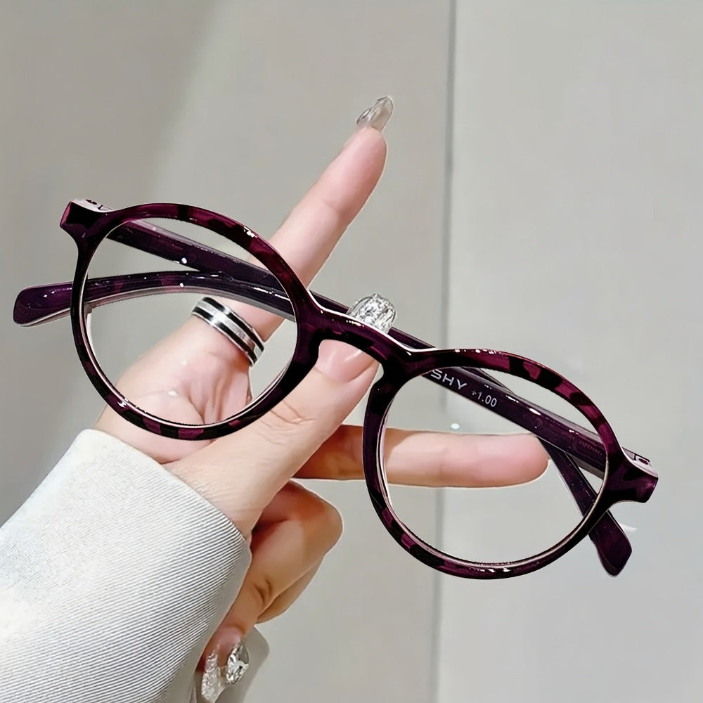 Reading Glasses – Six-Pair Round Full-Frame PC Reader Set in Assorted Colors and Seven Strengths