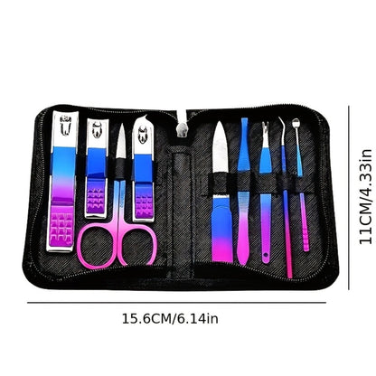 Portable Manicure and Pedicure Tool Set in 9-, 18-, 30- or 60-Piece Case Configurations for Nail Care