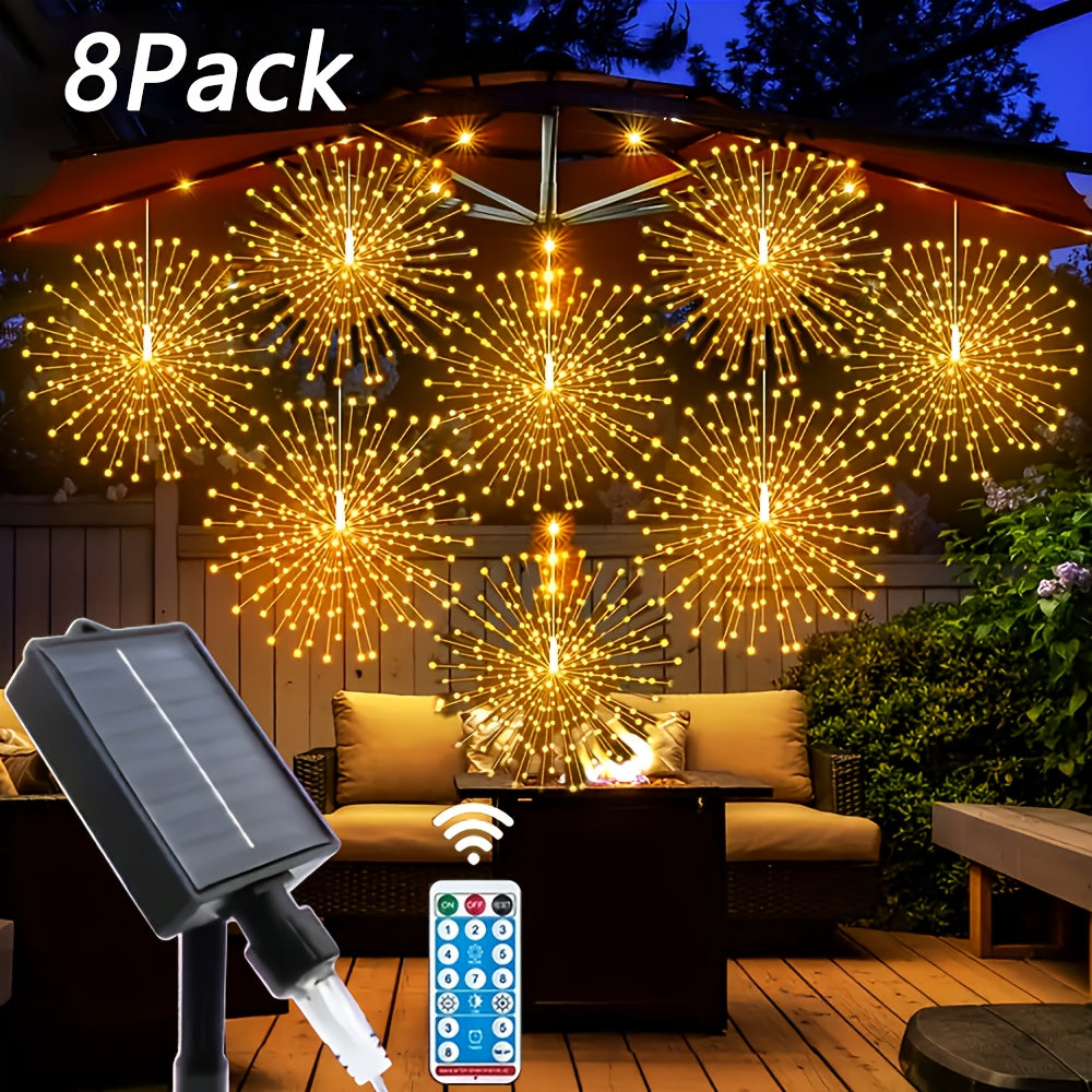Solar Starburst Ball Light Set with Eight 480-LED Pieces, Remote Control and Three Color Options