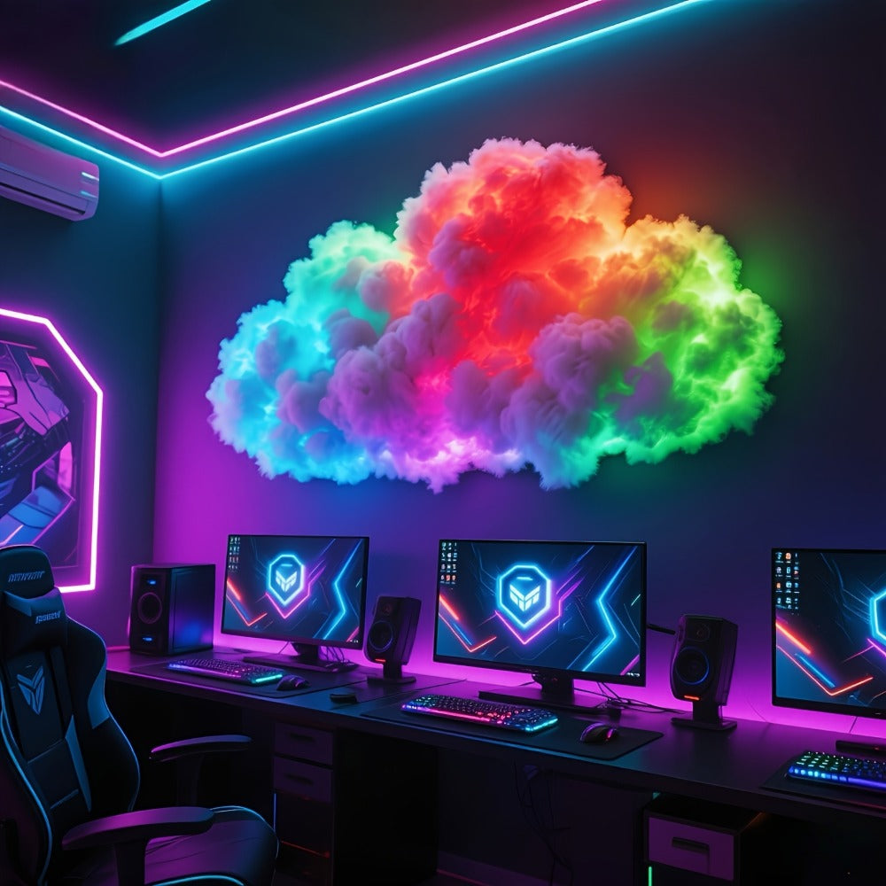 Cloud Night Light 3D RGB – DIY Thunder Cloud Lamp with Music Sync & Color Changing LED, USB Powered, Wall & Ceiling Mount, Ambient Light for Bedroom, Gaming Room & Party Decor