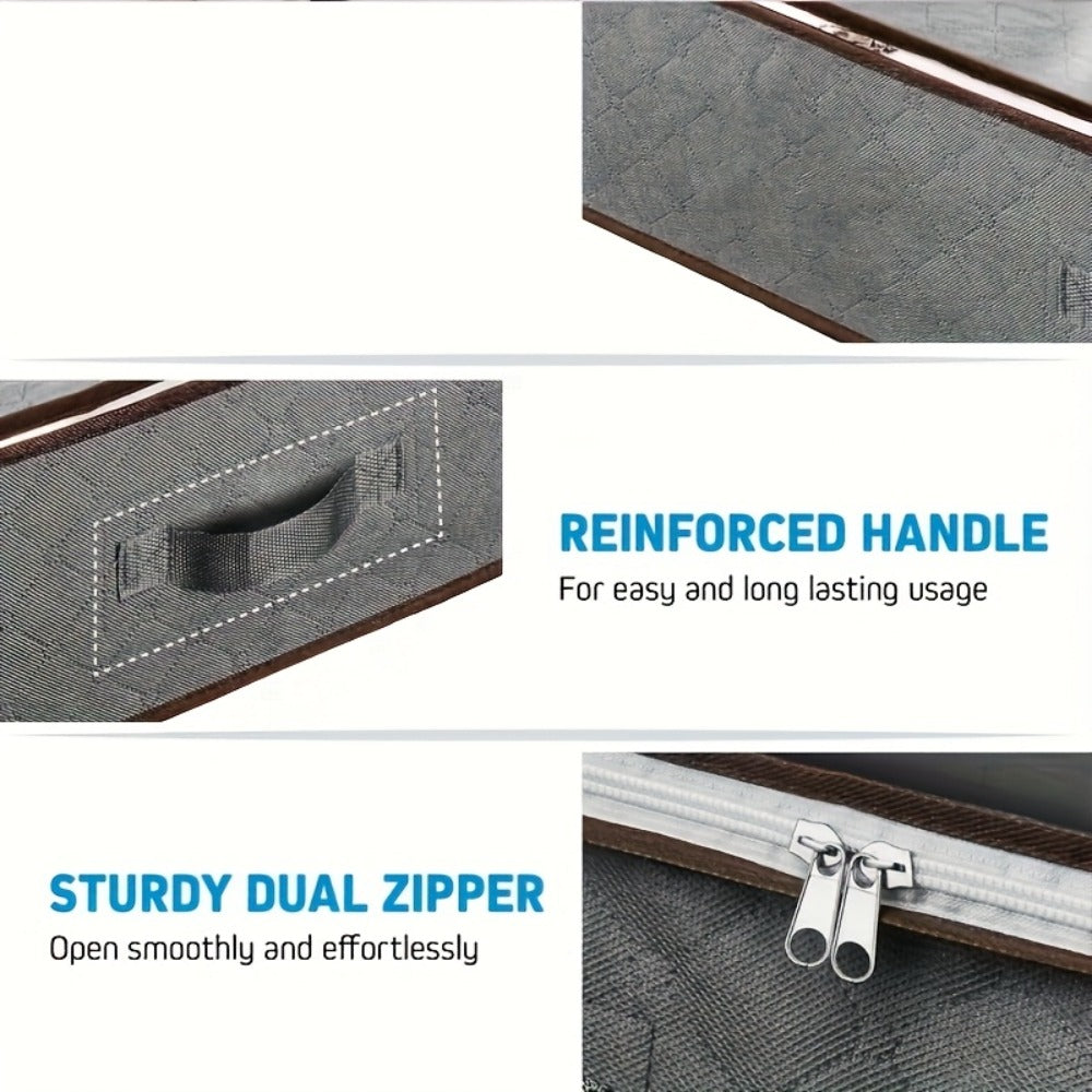 Four-Pack Under-Bed Storage Bag Set in Grey with Clear Zip Tops, Side Handles and 95 x 50 x 15cm Size