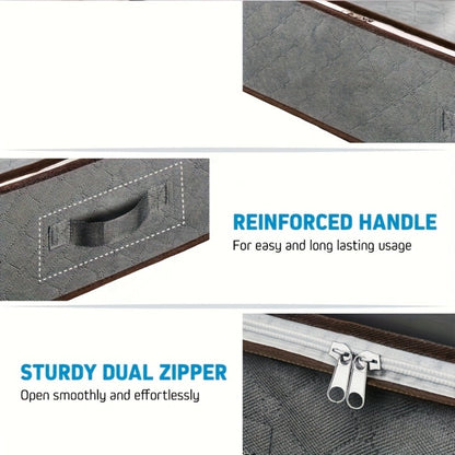 Four-Pack Under-Bed Storage Bag Set in Grey with Clear Zip Tops, Side Handles and 95 x 50 x 15cm Size