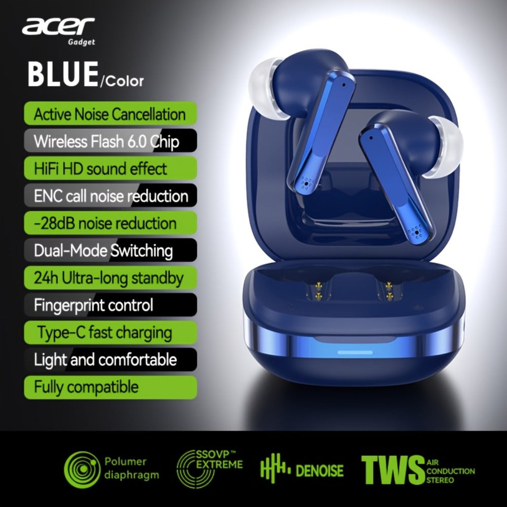 Acer Mini In-Ear Wireless Earbuds Bass Stereo Touch Control, Noise Cancelling Microphone Bluetooth 5.4, Portable Lightweight Long Battery Life, Compatible with Phone Laptop Tablet Mobile, for Exercise