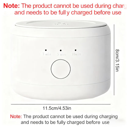 Electric Ultrasonic Cleaner Machine for Dentures Jewelry & Glasses — USB Rechargeable 3 Speeds Auto Timer 180ml Tank One-Touch Portable Dental Cleaning Device for Home & Travel