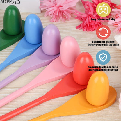 Twelve-Piece Egg-and-Spoon Race Set with Six Colored Spoons and Six Matching Eggs for Lawn Parties